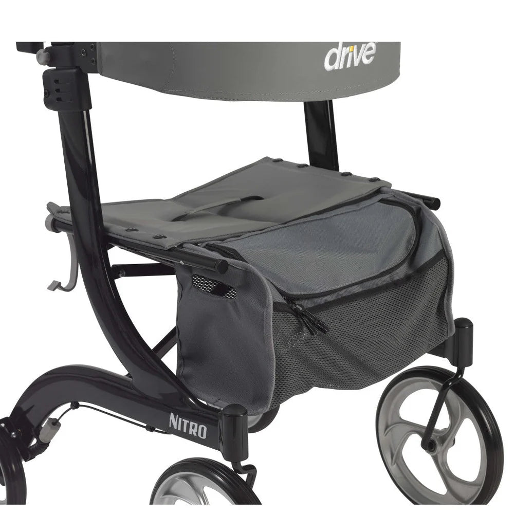 Drive Medical Nitro Rollator –  4-Wheel Walker with Seat & Storage Pouch (300 lb Capacity)