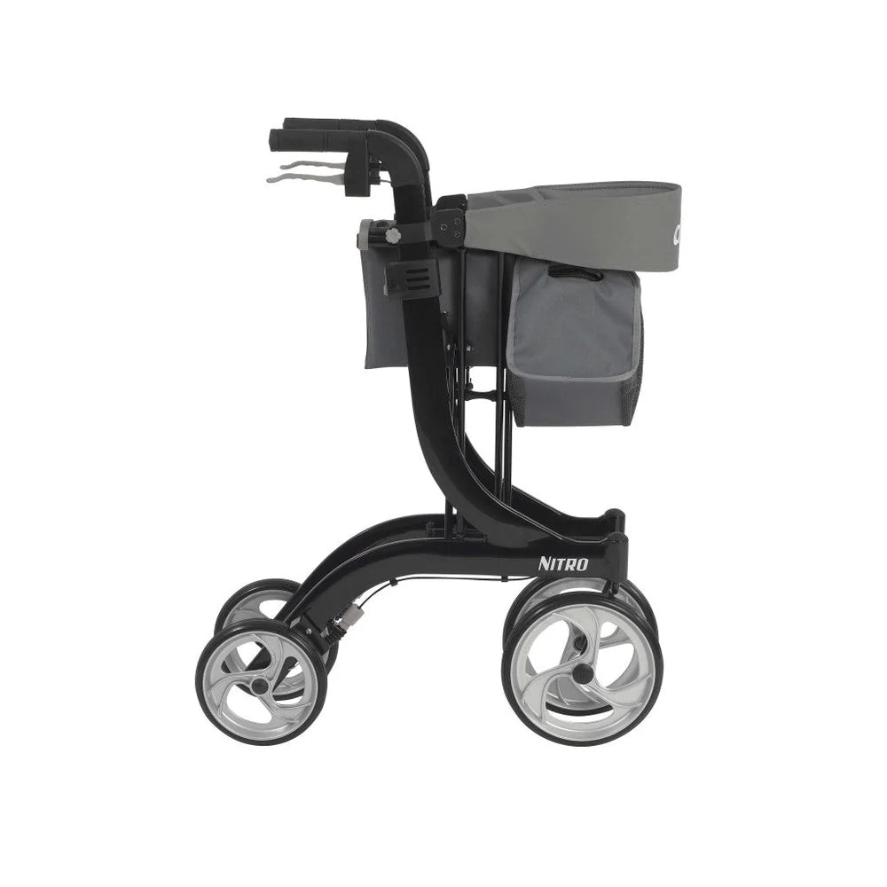 Drive Medical Nitro Rollator –  4-Wheel Walker with Seat & Storage Pouch (300 lb Capacity)
