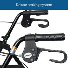 4 wheel rollator mckesson black adjustable height folding frame