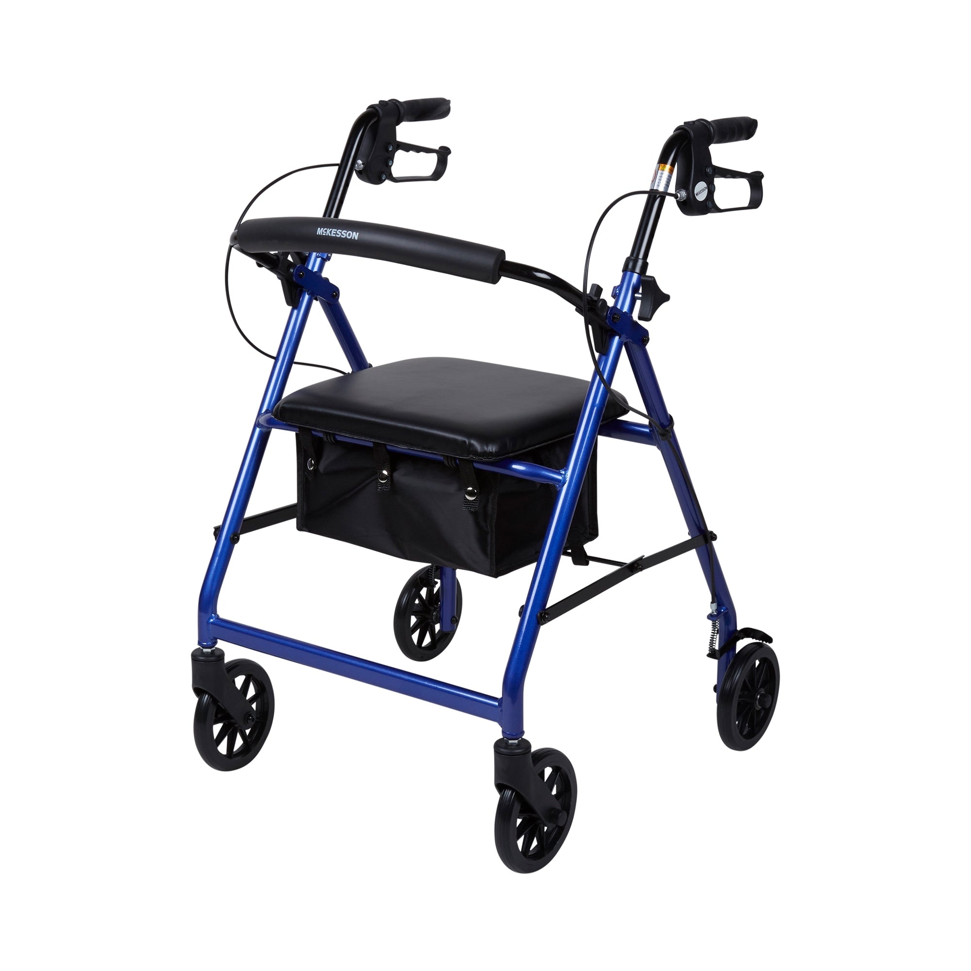 4 wheel rollator mckesson blue adjustable height folding aluminum frame