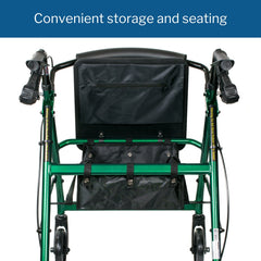 4 wheel rollator mckesson green adjustable height folding aluminum frame