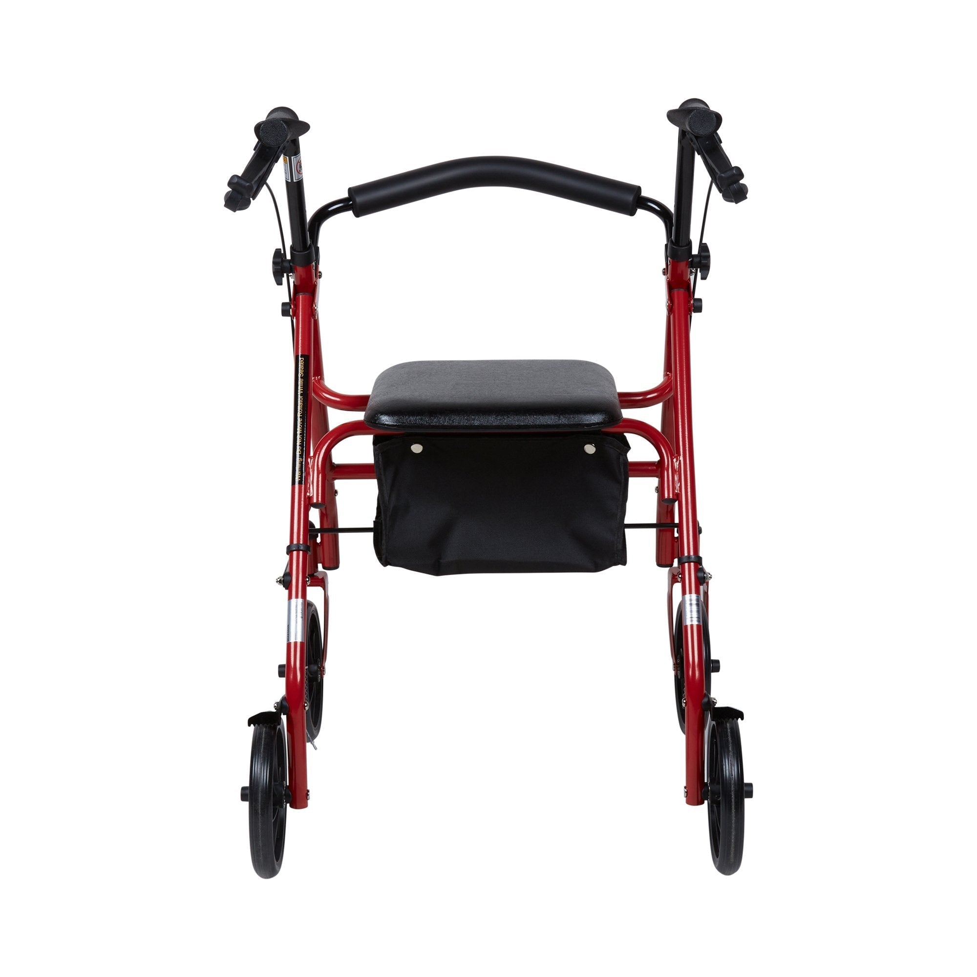4 wheel rollator mckesson red adjustable height folding steel frame