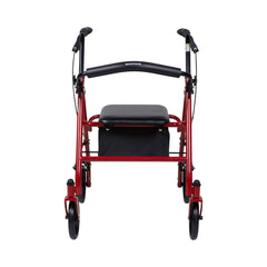 4 wheel rollator mckesson red adjustable height folding steel frame