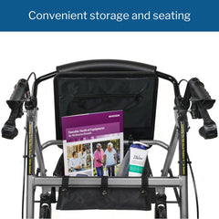4 wheel rollator mckesson silver adjustable height folding aluminum frame