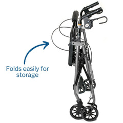 4 wheel rollator mckesson silver adjustable height folding aluminum frame