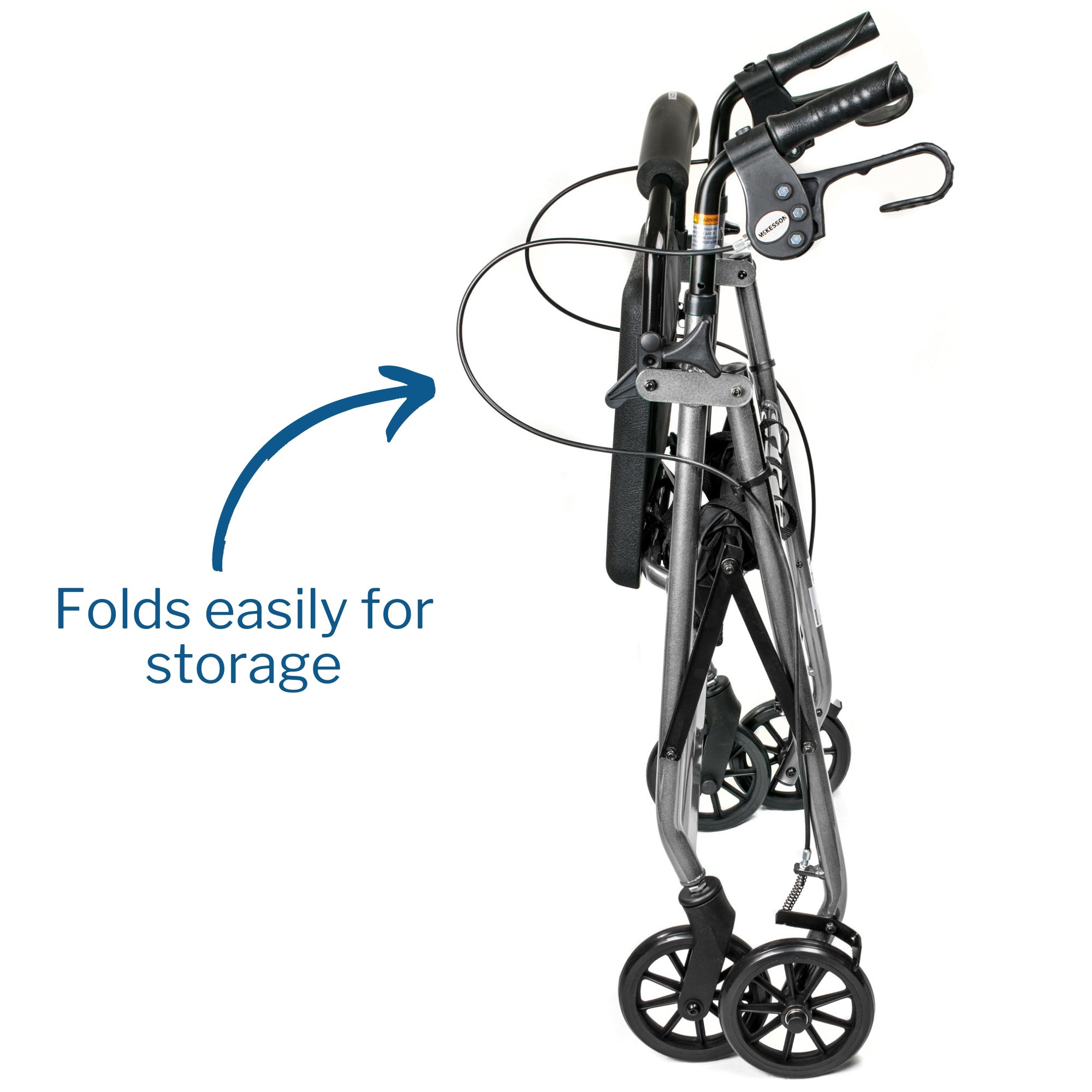 4 wheel rollator mckesson silver adjustable height folding aluminum frame