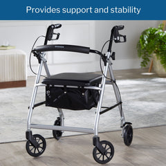 4 wheel rollator mckesson silver adjustable height folding aluminum frame