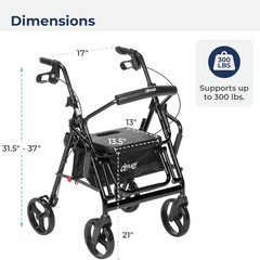 4 wheel mobility rollator with hand brakes detail