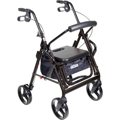Drive Duet 4 wheel rollator walker front angle black"