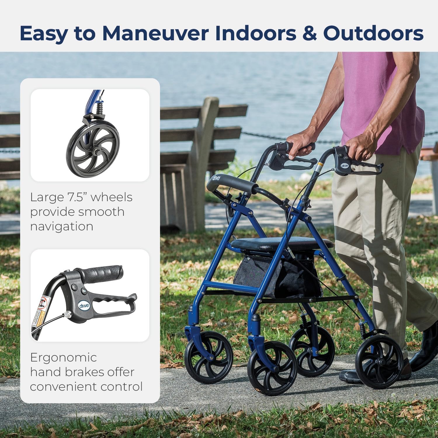 4 wheel rollator with adjustable height