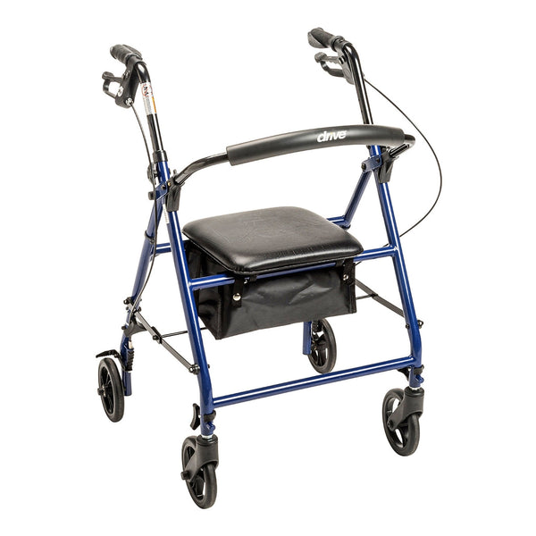 4 Wheel Rollator drive Blue Adjustable Height / Folding Steel Frame   All Care Store