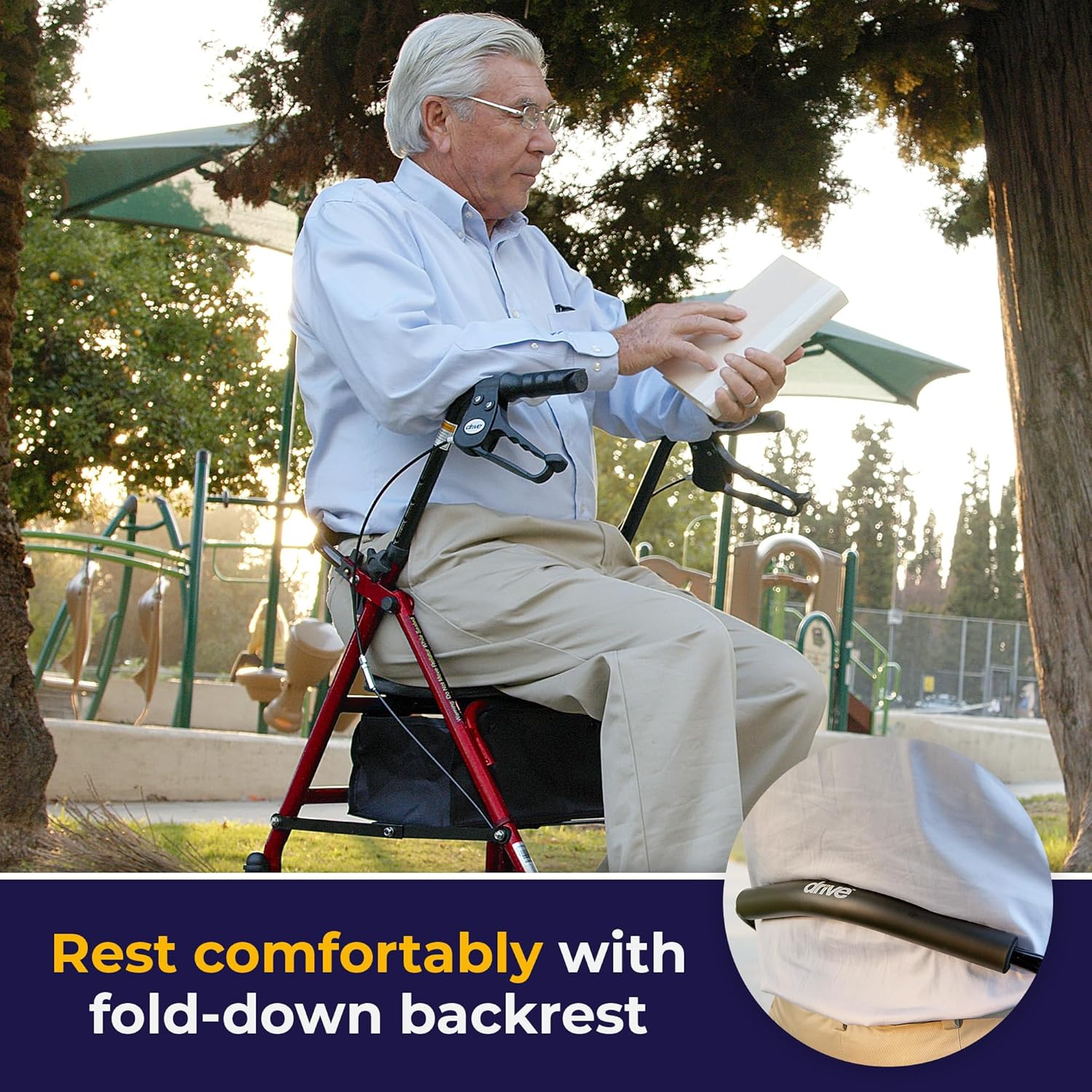 4 wheel steel rollator w 8 casters basket loop red