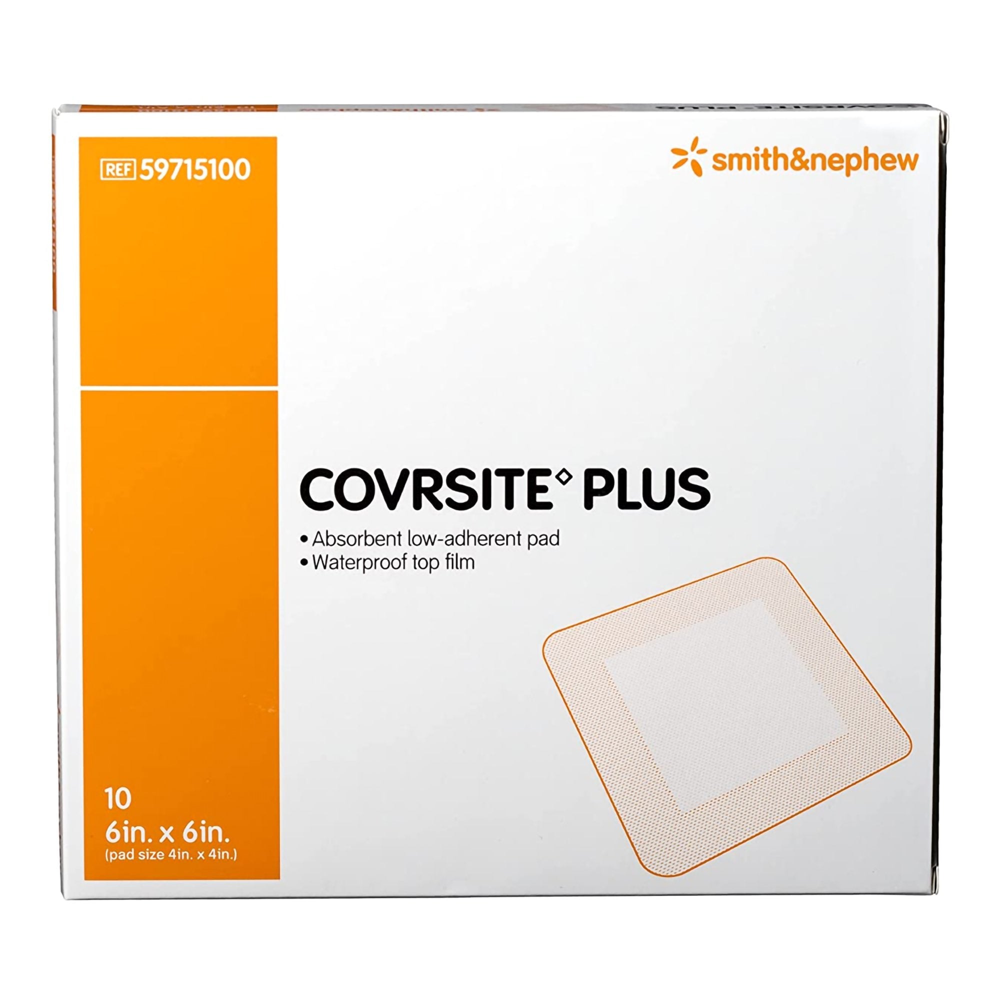 Apósito compuesto COVRSITE Plus, 15 x 15 cm, cuadrado, no estéril, con respaldo de película. Embalaje: caja.