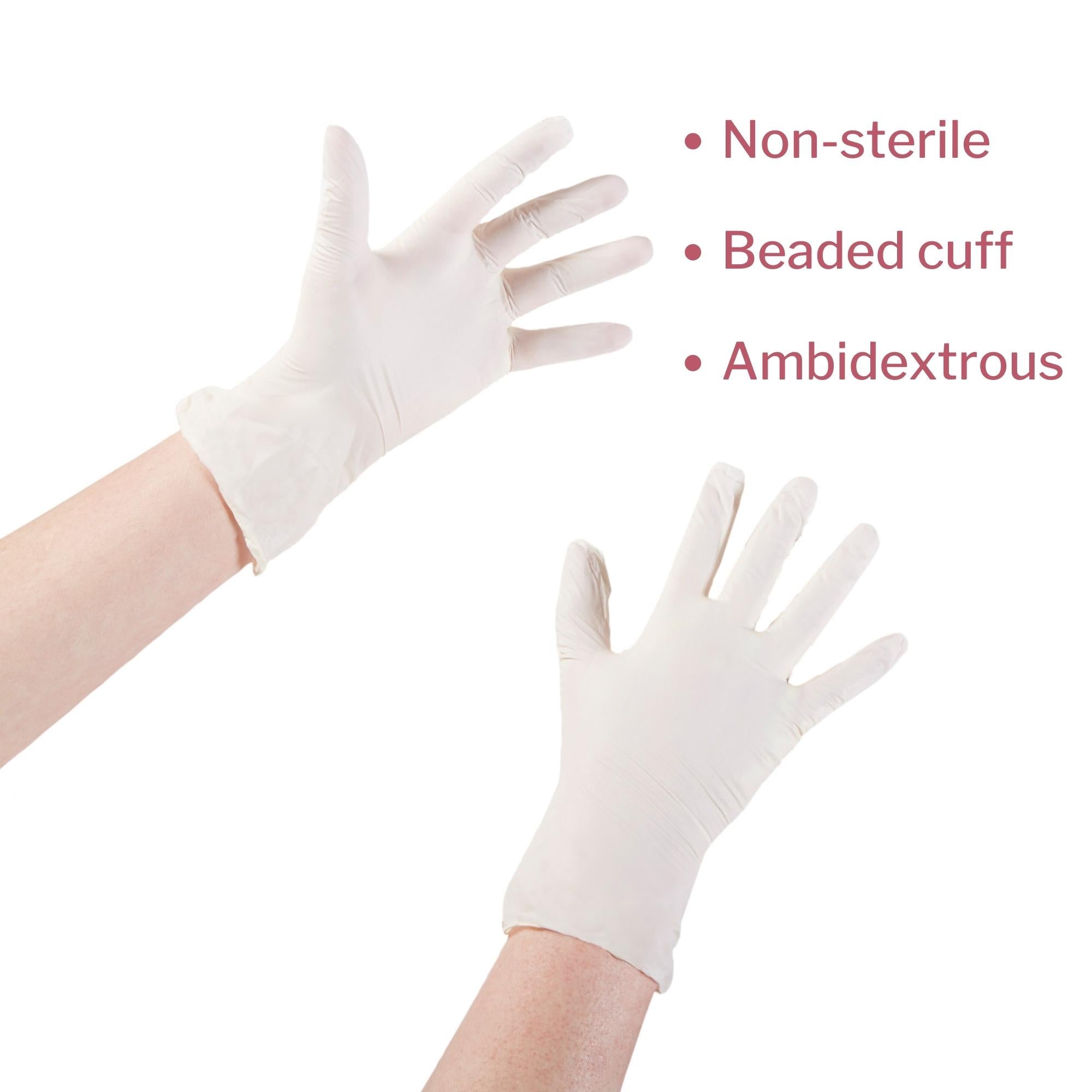 exam glove mckesson medium nonsterile stretch vinyl standard cuff length smooth ivory not rated packaging type box
