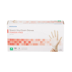 Exam Glove McKesson Medium NonSterile Stretch Vinyl Standard Cuff Length Smooth Ivory Not Rated | 10Box/Case