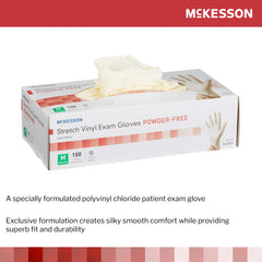 Exam Glove McKesson Medium NonSterile Stretch Vinyl Standard Cuff Length Smooth Ivory Not Rated | 10Box/Case