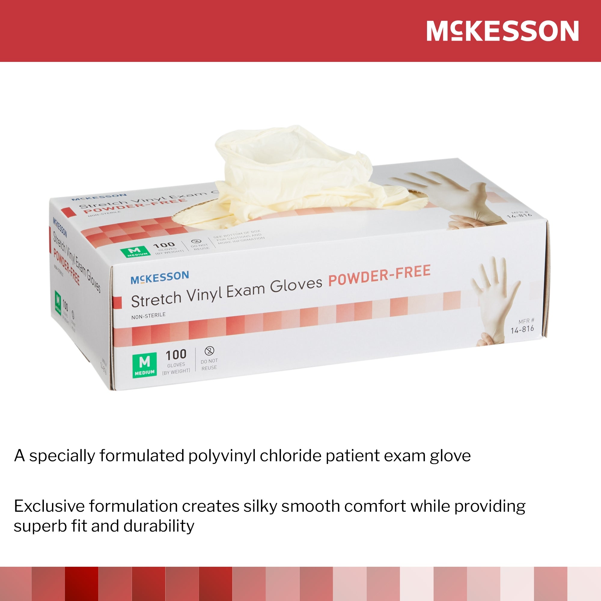 Exam Glove McKesson Medium NonSterile Stretch Vinyl Standard Cuff Length Smooth Ivory Not Rated | 10Box/Case