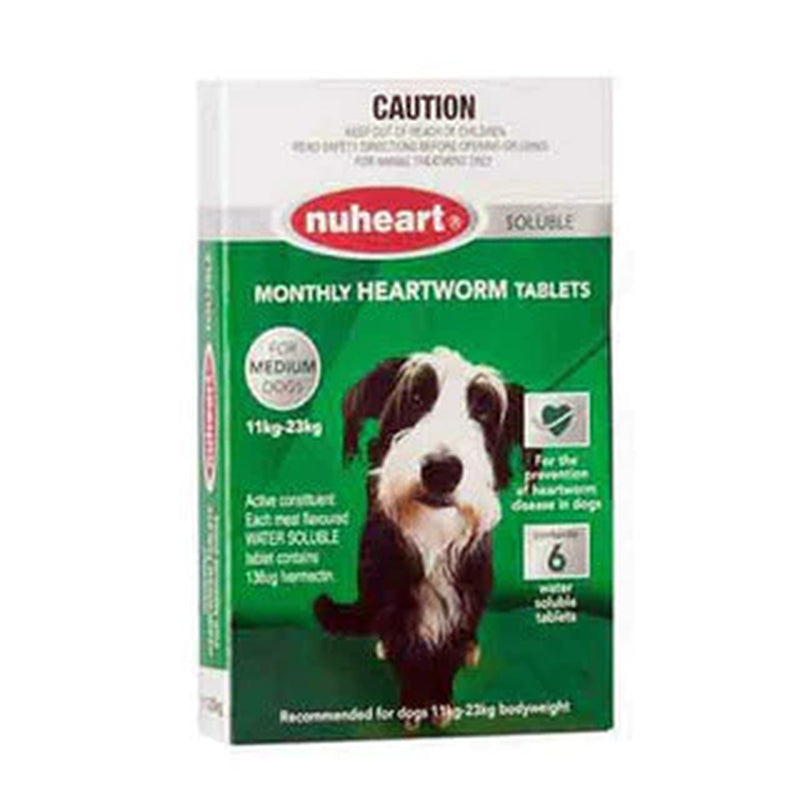 Nuheart Green Heartworm Tablets for Medium Dogs Weighing 11-23 Kg (24 -50 Lbs)