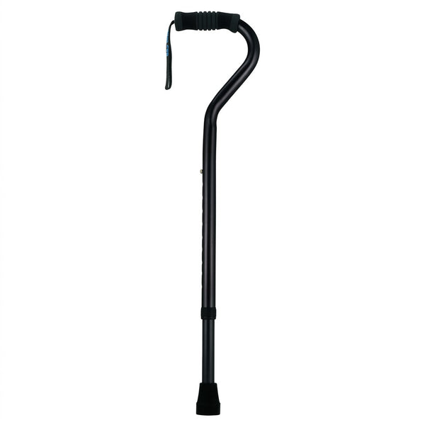 Standard Offset Walking Cane Adjustable Aluminum  Black
