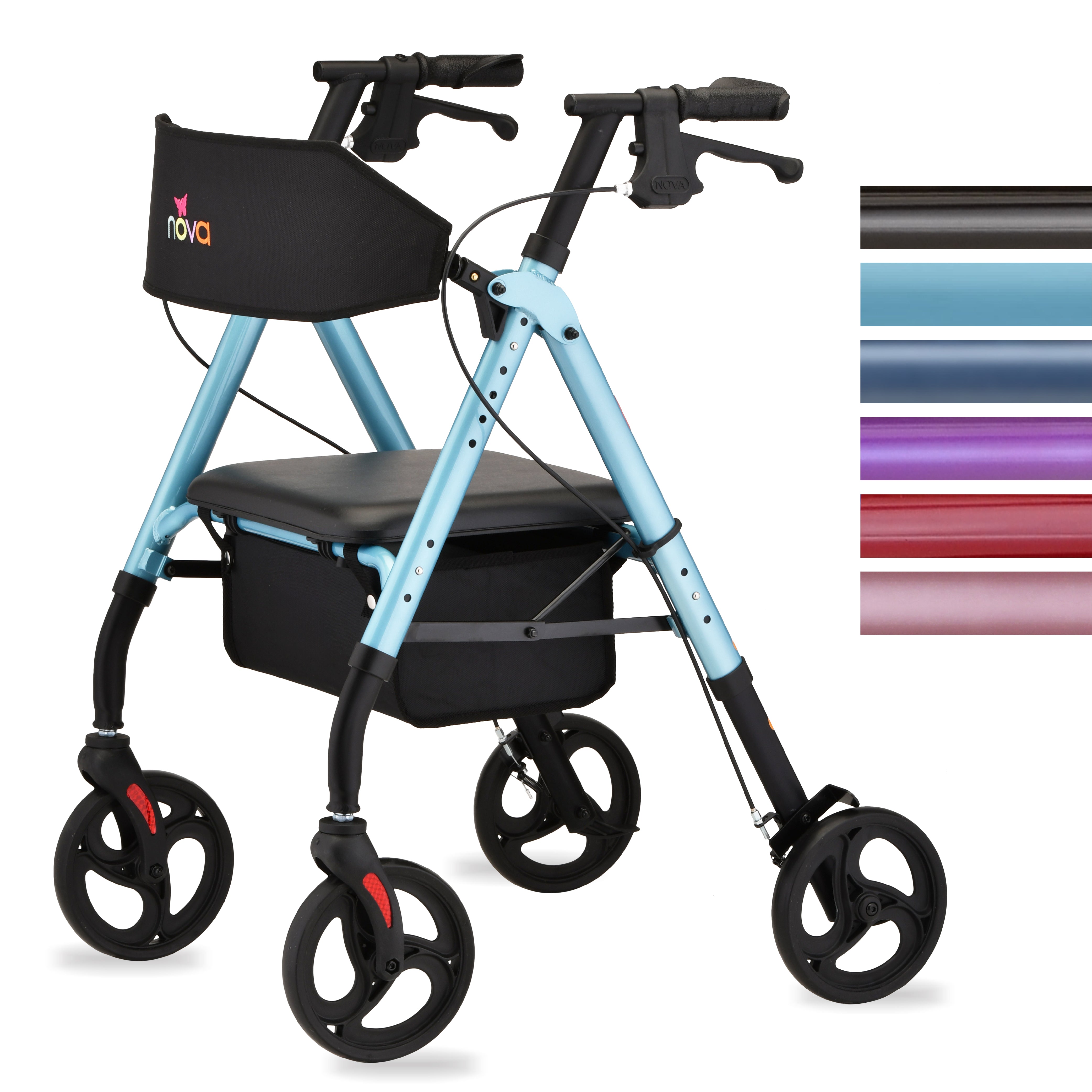 Nova STAR 8 & HD Wide Back Rollator - Extra Stability & Comfort for Seniors, Adjustable Height, Easy to Maneuver, Perfect for Indoor & Outdoor Use.