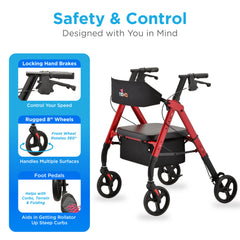 4259RD NOVA heavy duty Rollator red