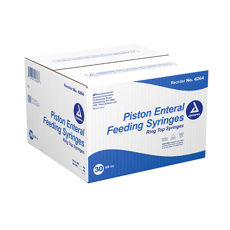 dynarex piston irrigation syringe 60 cc pack type 30 box per case