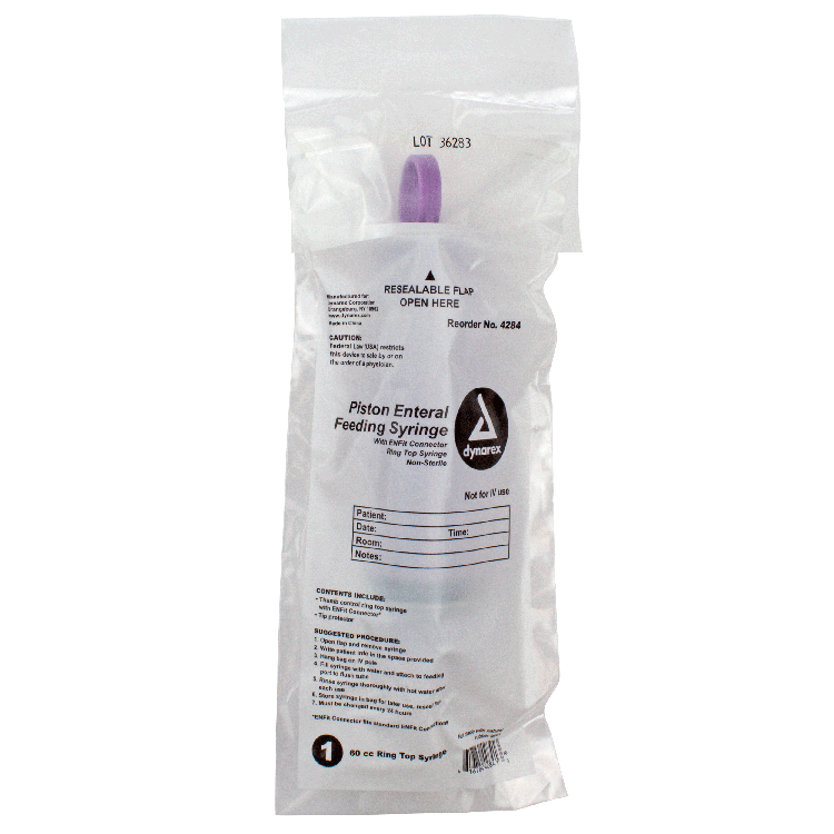 dynarex enteral feeding piston syringes pack type 30 box per case