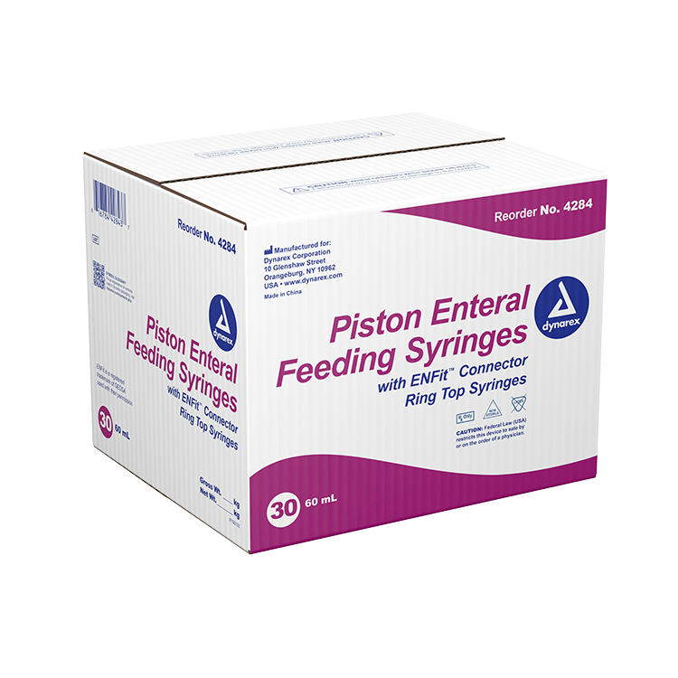 dynarex piston irrigation syringe 60 cc pack type 30 box per case