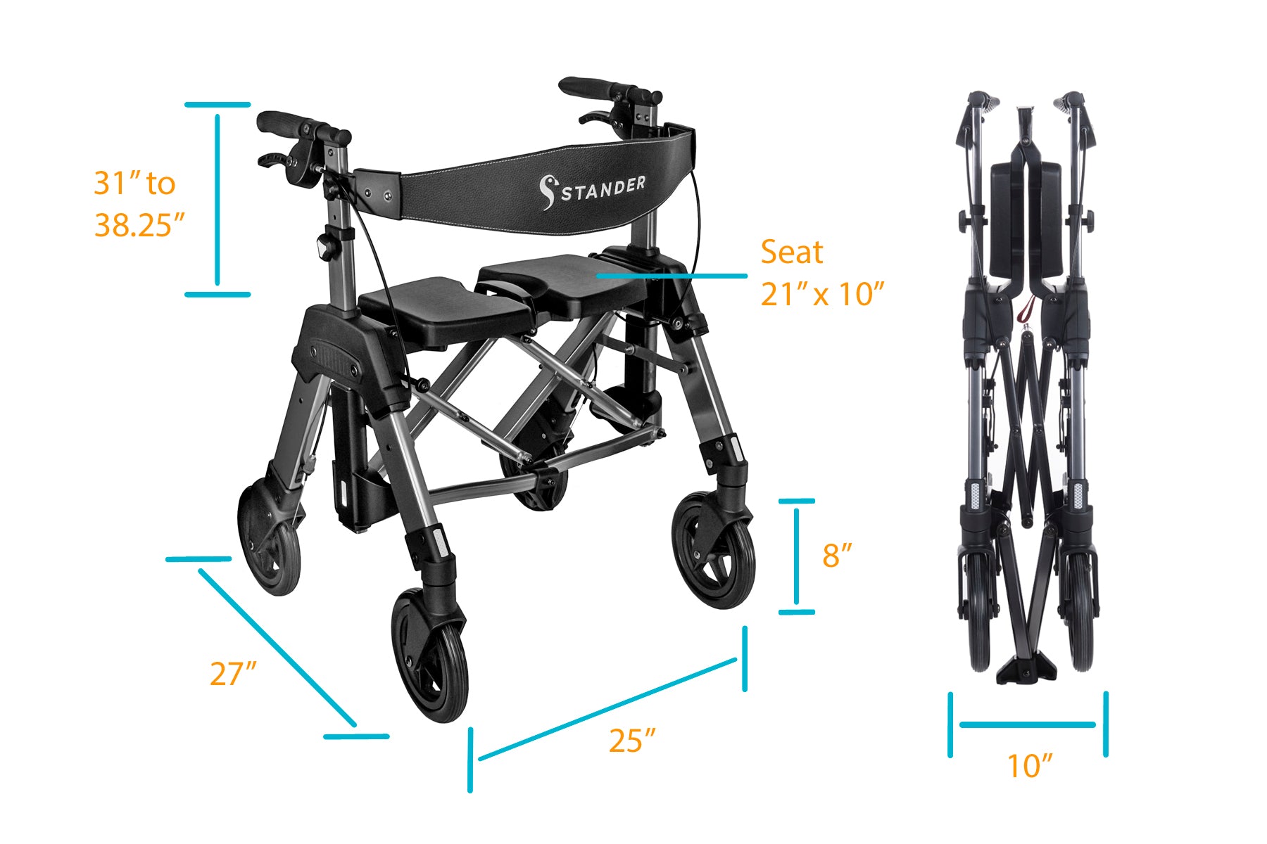 EZ FOLD-N-GO ROLLATOR HD BLACK WALNUT