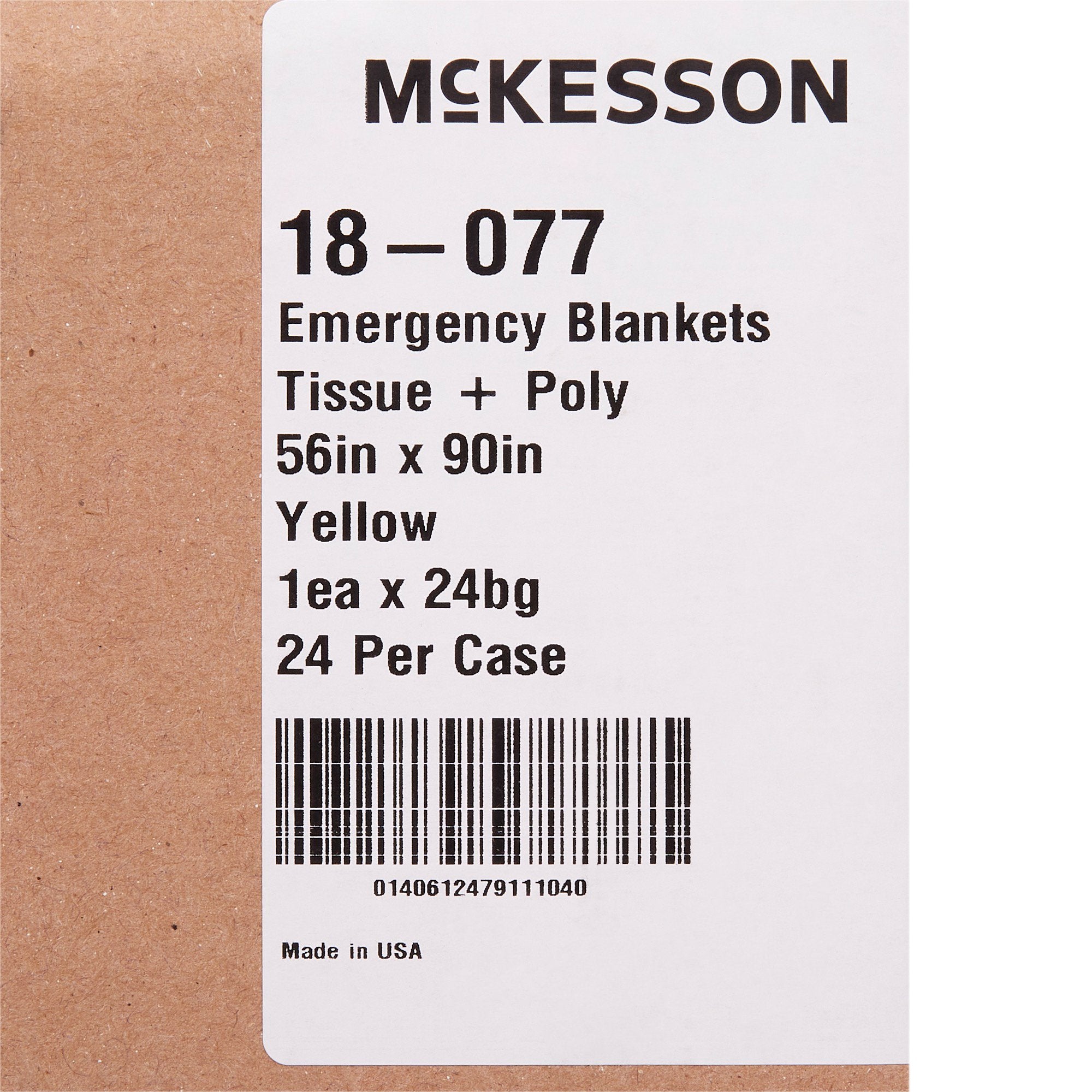 Rescue Blanket McKesson 56 W X 90 L Inch Tissue / Poly Laminate 0.67 lbs., Packaging Type- Case