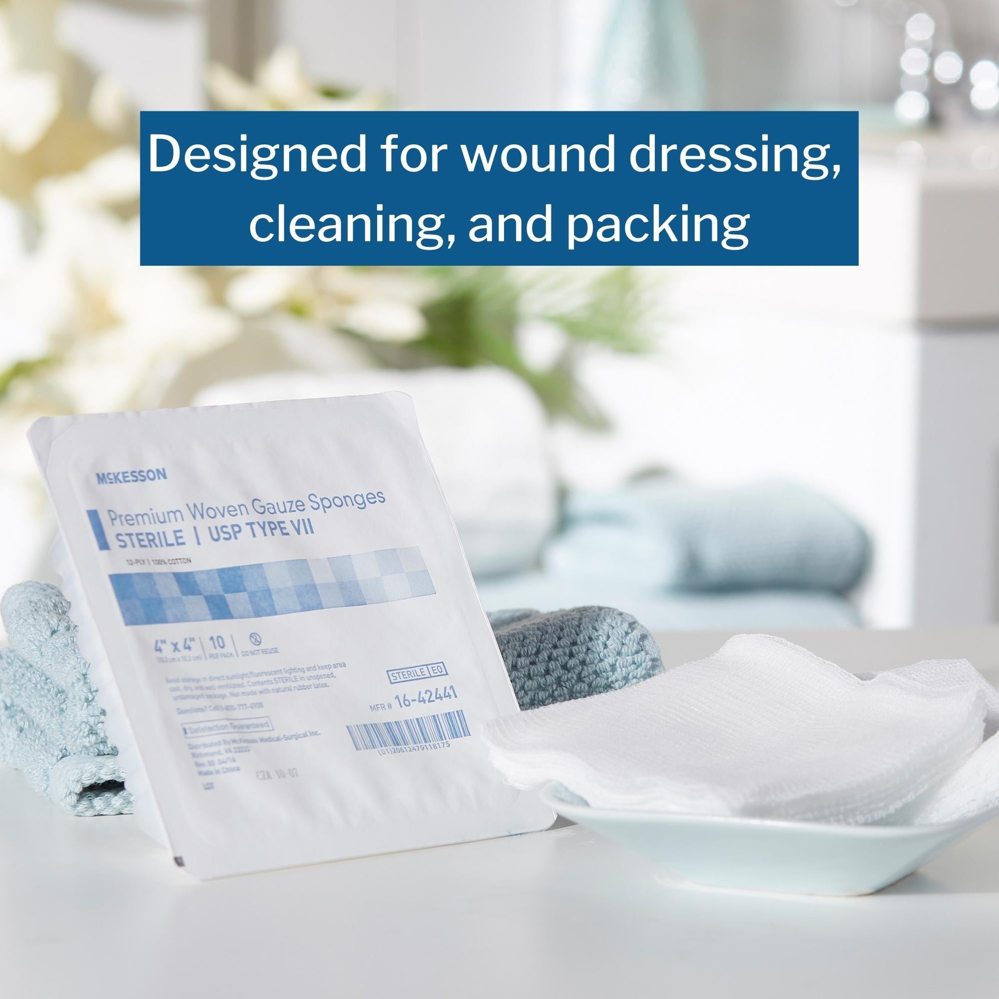 Gauze Sponge McKesson 4 X 4 Inch 12-Ply Sterile 10 per Tray, Packaging Type- Case