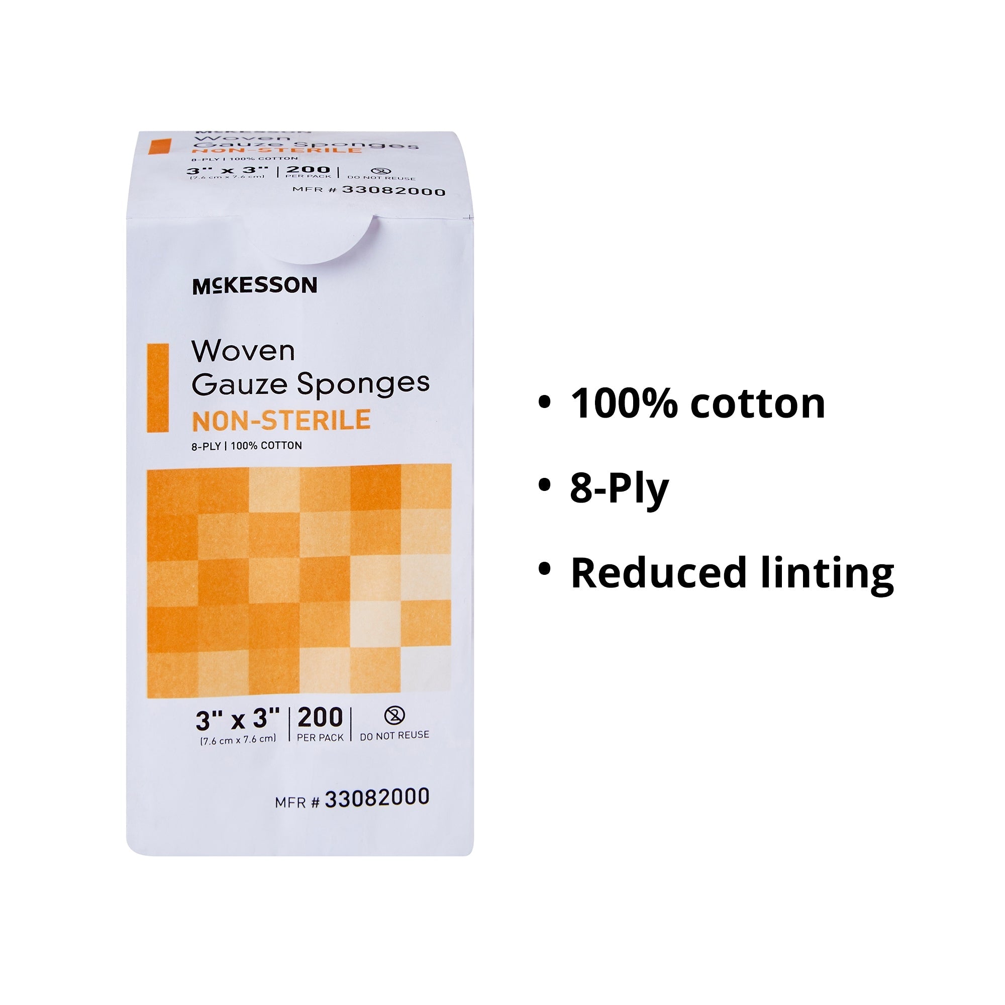 Gauze Sponge McKesson 3 X 3 Inch 8-Ply NonSterile 200 per Pack, Packaging Type- Case