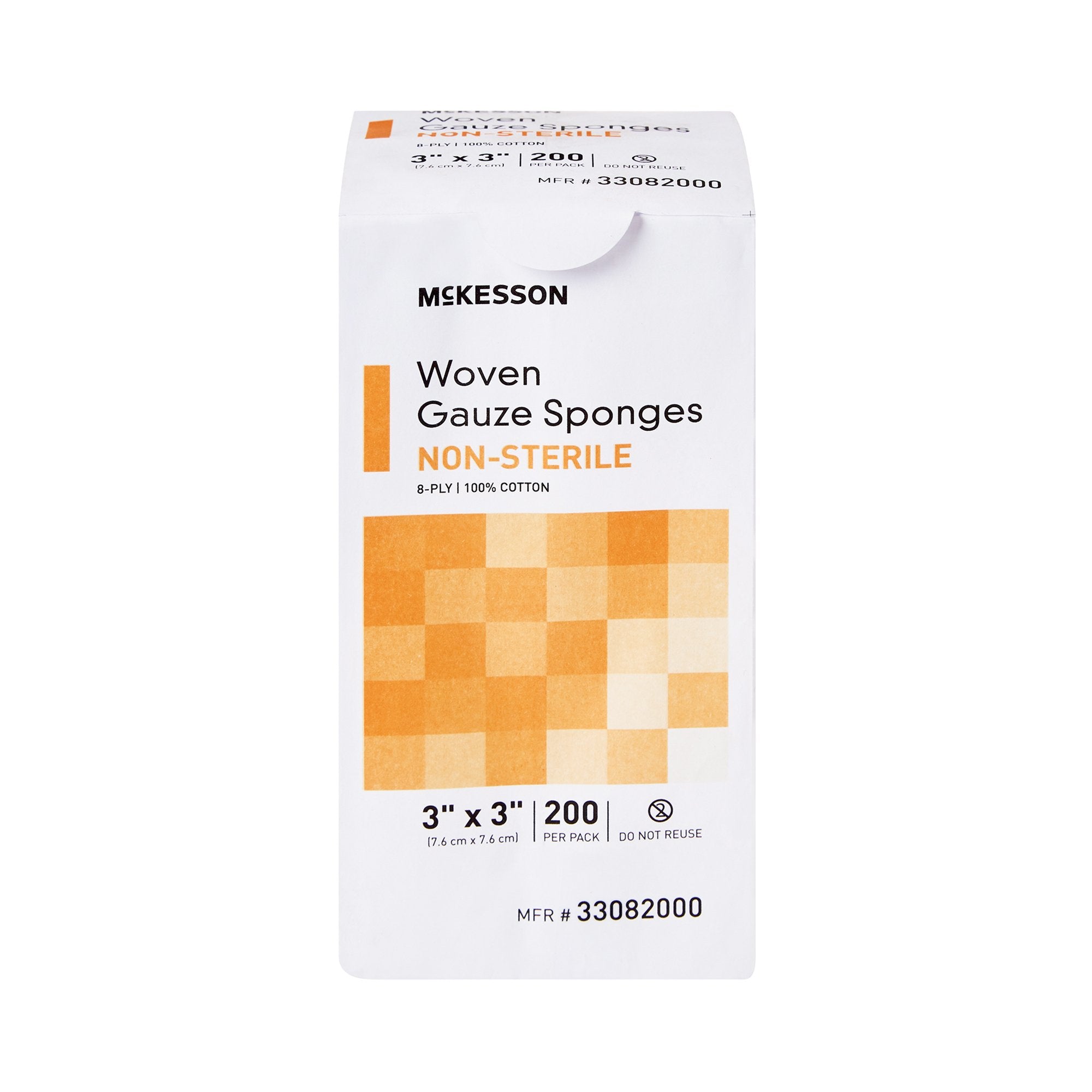 Gauze Sponge McKesson 3 X 3 Inch 8-Ply NonSterile 200 per Pack, Packaging Type- Case