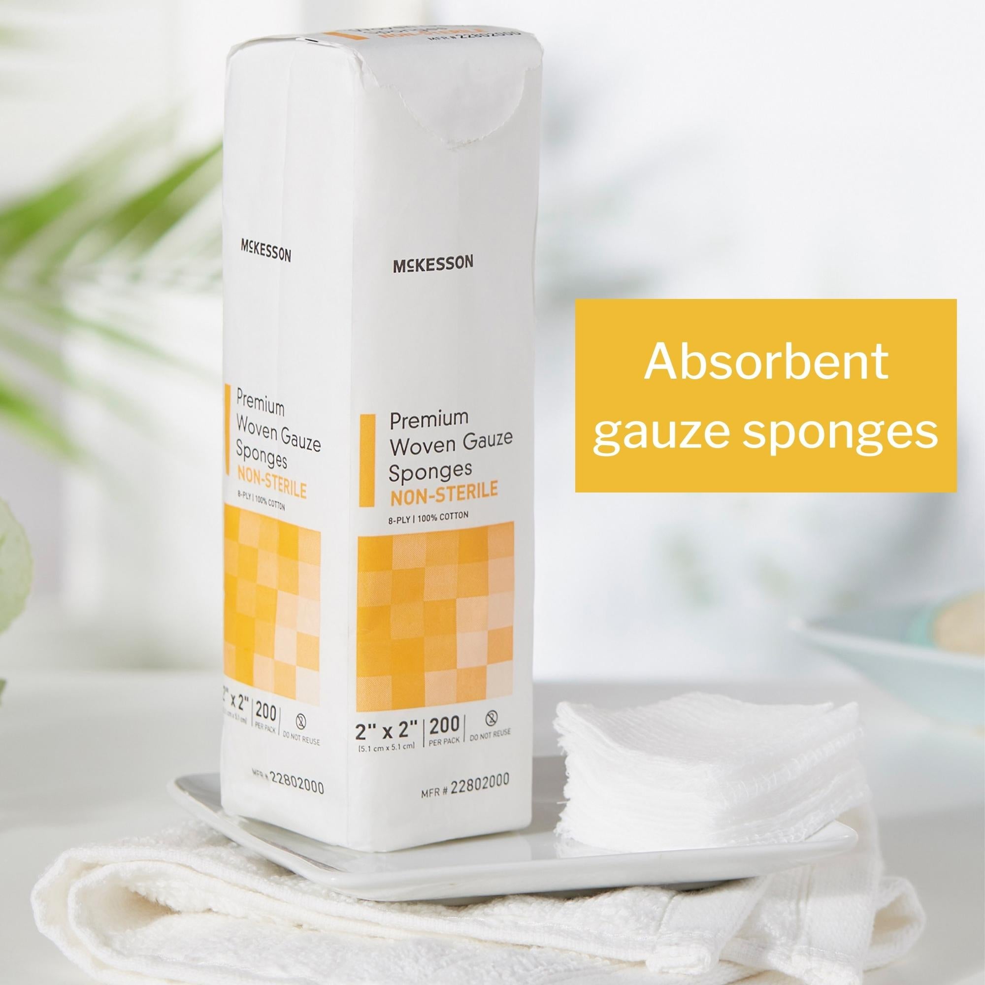 Gauze Sponge McKesson 2 X 2 Inch 8-Ply NonSterile 200 per Pack, Packaging Type - Packet