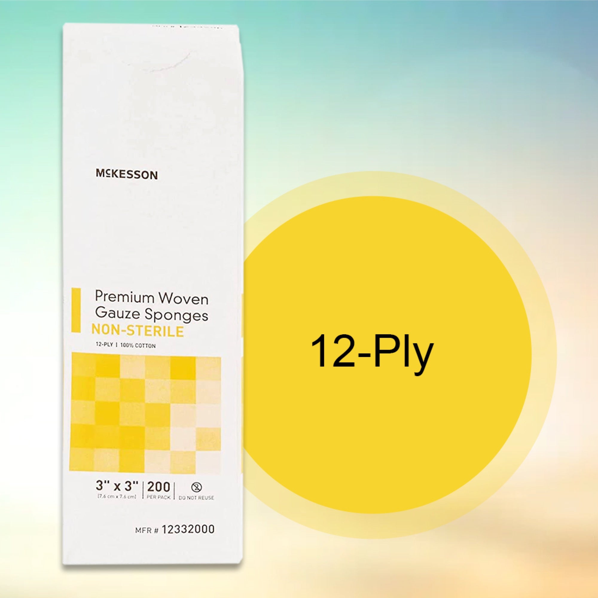 Gauze Sponge McKesson 3 X 3 Inch 12-Ply NonSterile 200 per Pack, Packaging Type- Case