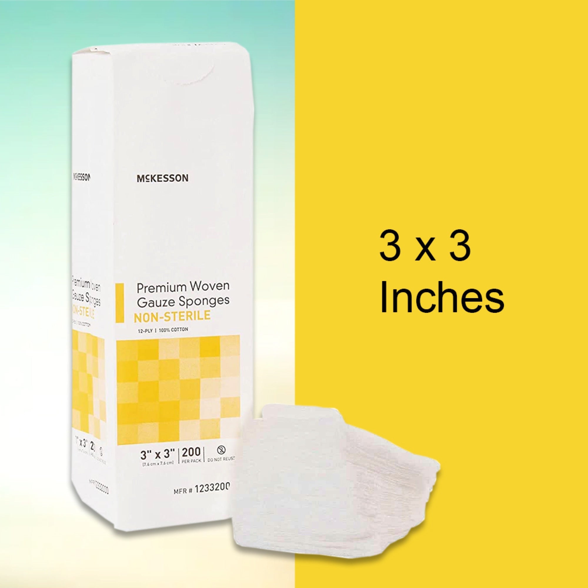 Gauze Sponge McKesson 3 X 3 Inch 12-Ply NonSterile 200 per Pack, Packaging Type- Case