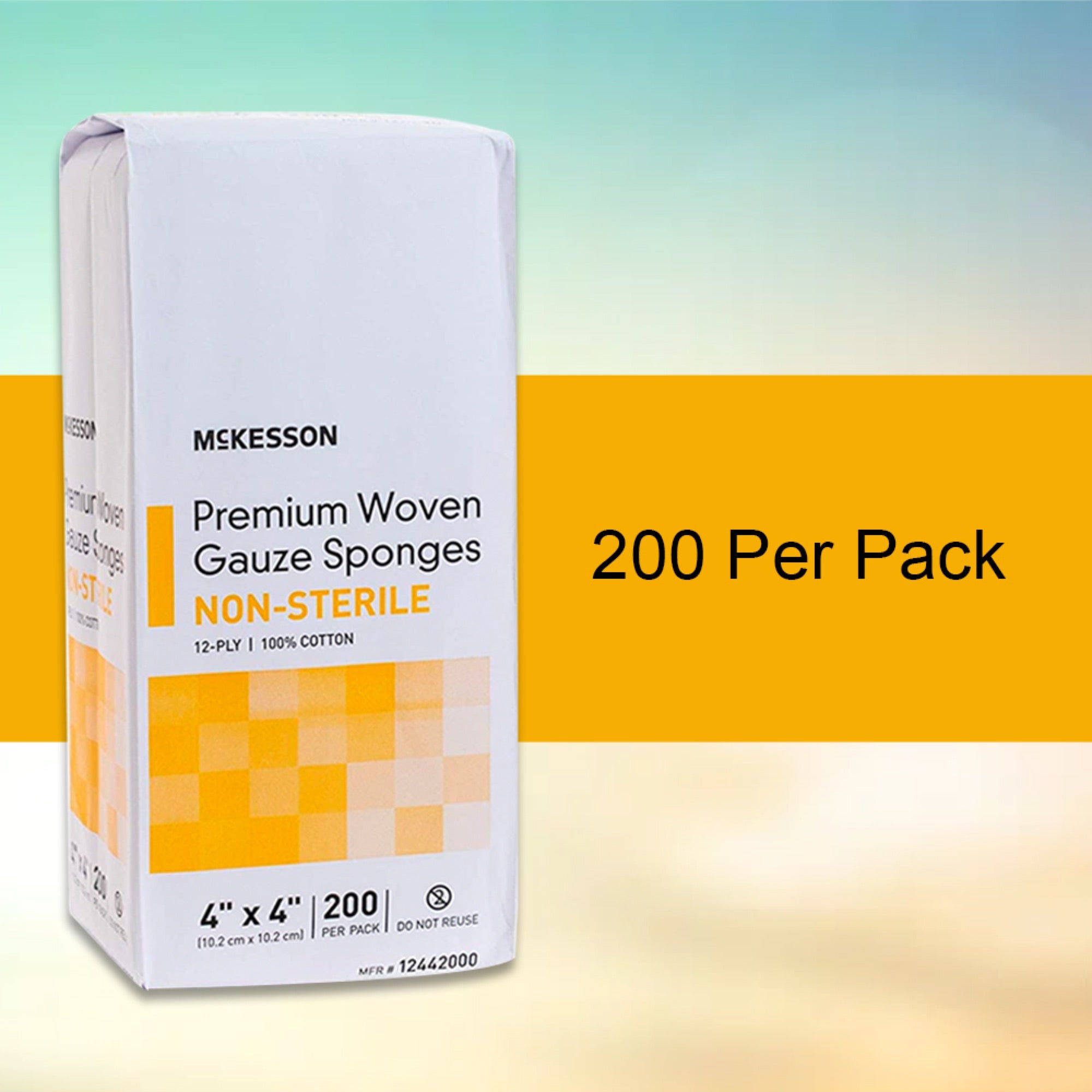 Gauze Sponge McKesson 4 X 4 Inch 12-Ply NonSterile 200 per Pack, Packaging Type- Case