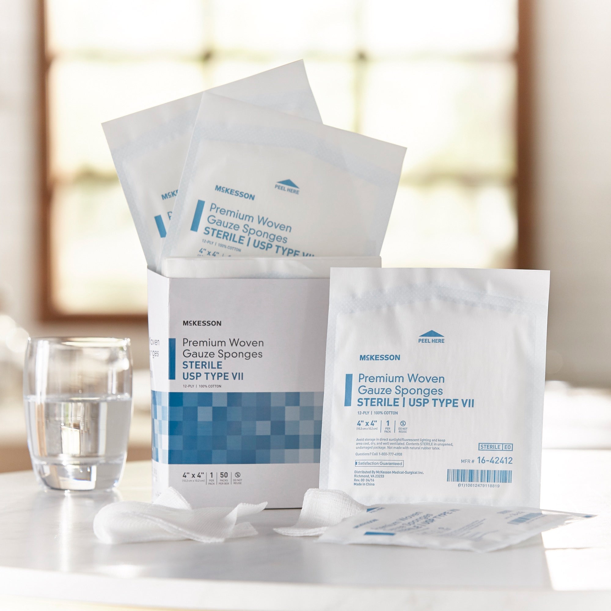 Gauze Sponge McKesson 4 X 4 Inch 12-Ply Sterile 1 per Pack, Packaging Type- Case