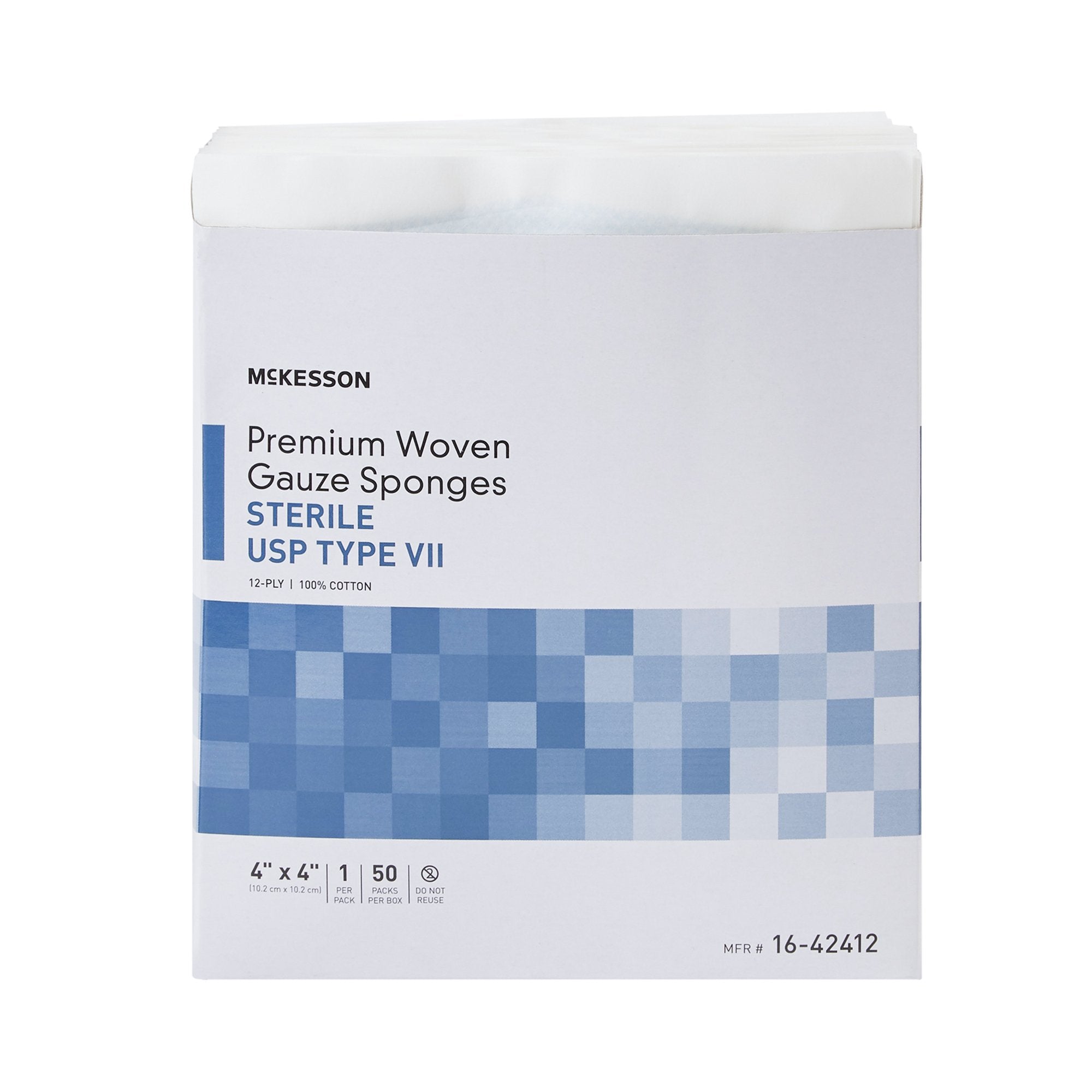 Gauze Sponge McKesson 4 X 4 Inch 12-Ply Sterile 1 per Pack, Packaging Type- Case