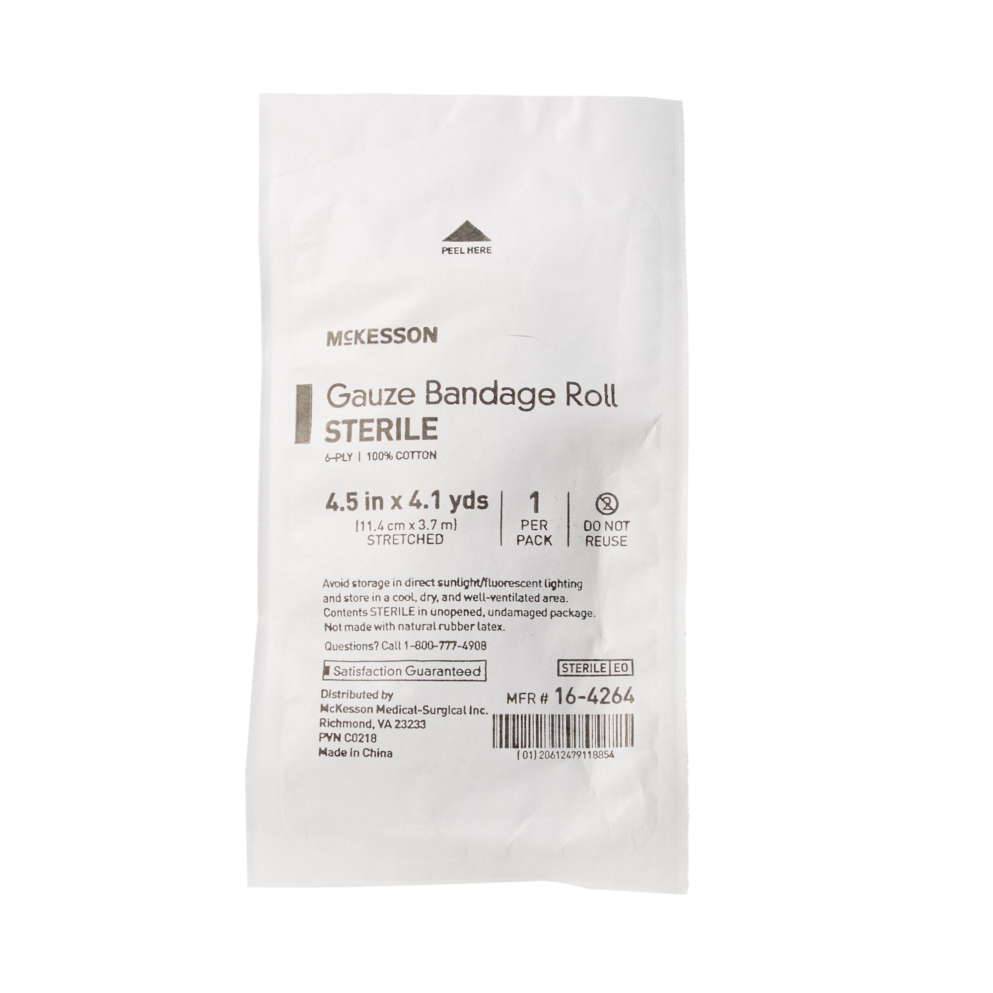 Fluff Bandage Roll McKesson 4-1/2 Inch X 4-1/10 Yard 6-Ply Sterile 1 per Pack, Packaging Type- Case