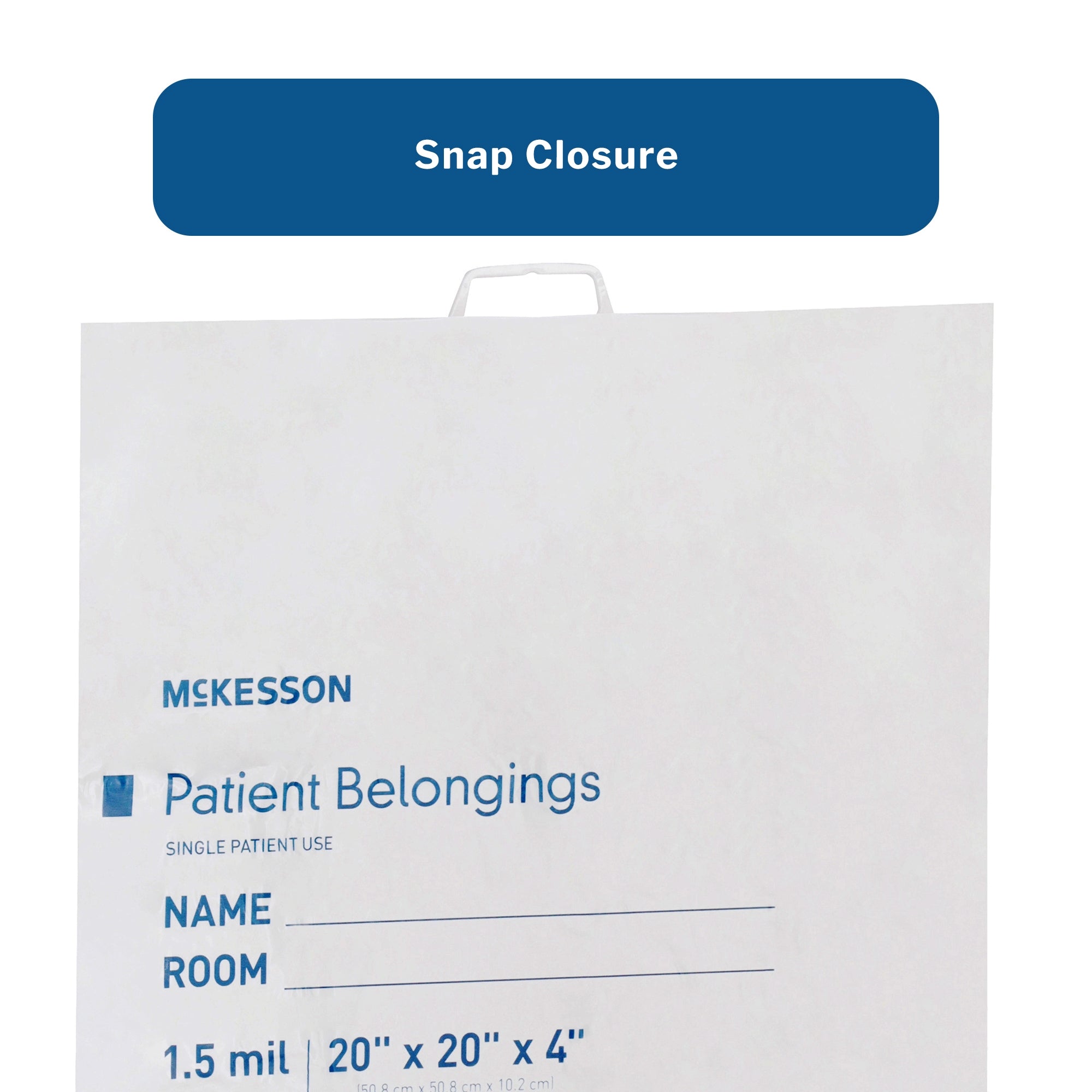 Patient Belongings Bag McKesson 4 X 20 X 20 Inch Polyethylene Snap Closure White, Packaging Type- Each