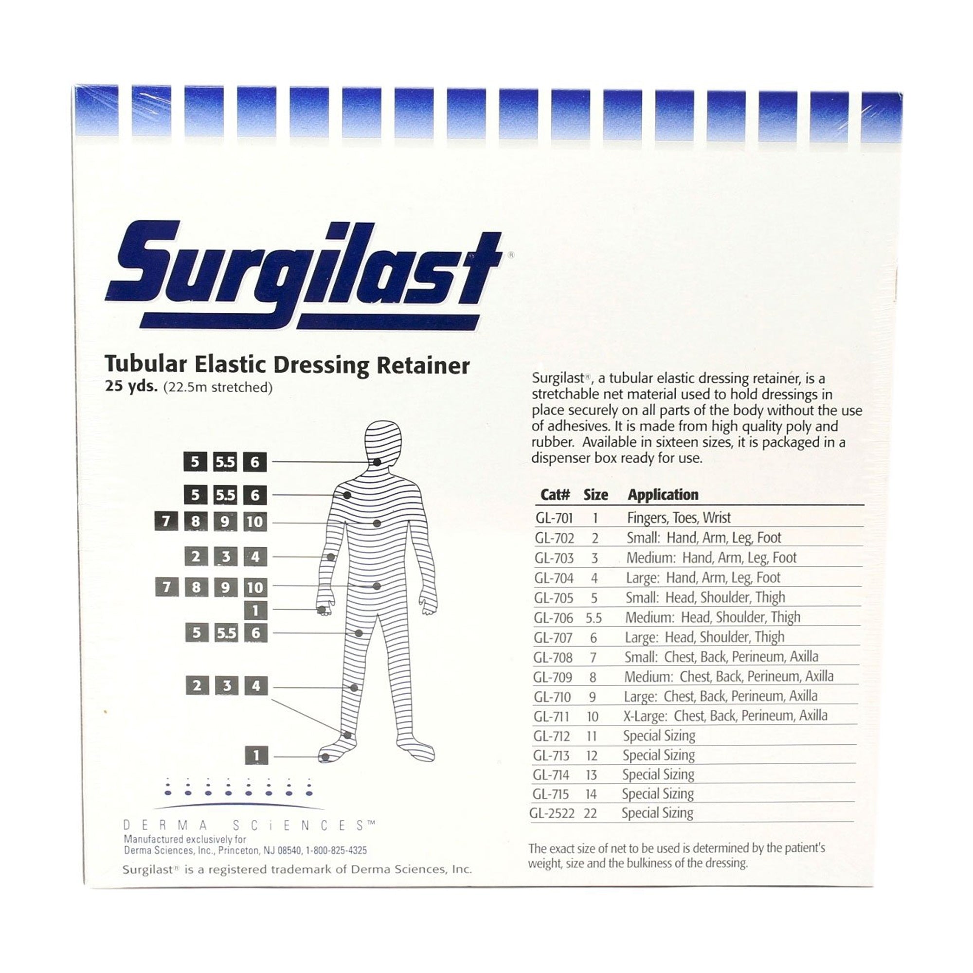 Elastic Net Retainer Dressing Surgilast Tubular Elastic 25 Yard Size 7 White Small Chest / Back / Perineum / Axilla NonSterile,Packaging Type- Box
