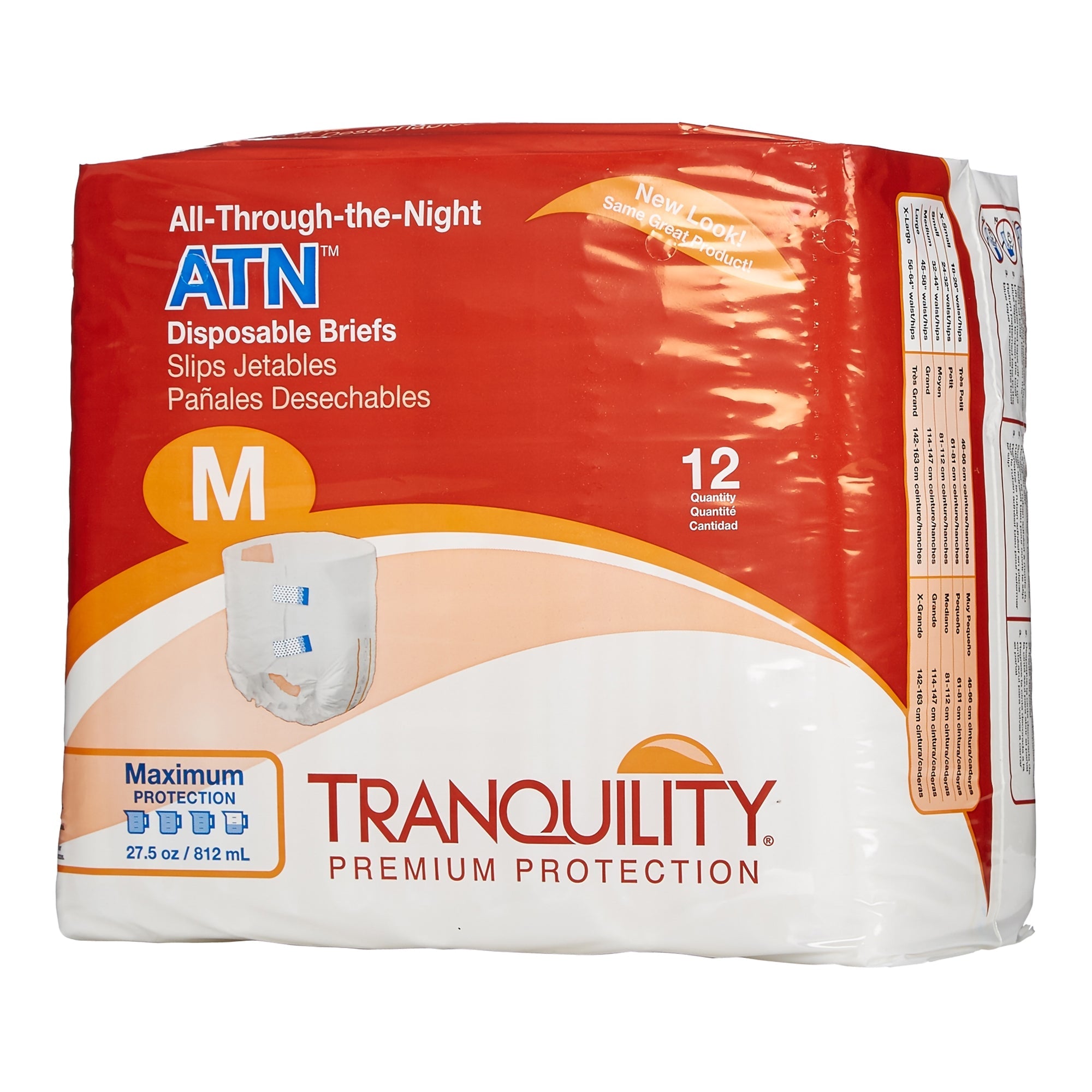 Unisex Adult Incontinence Brief Tranquility ATN Medium Disposable Heavy Absorbency, Packaging Type- Case