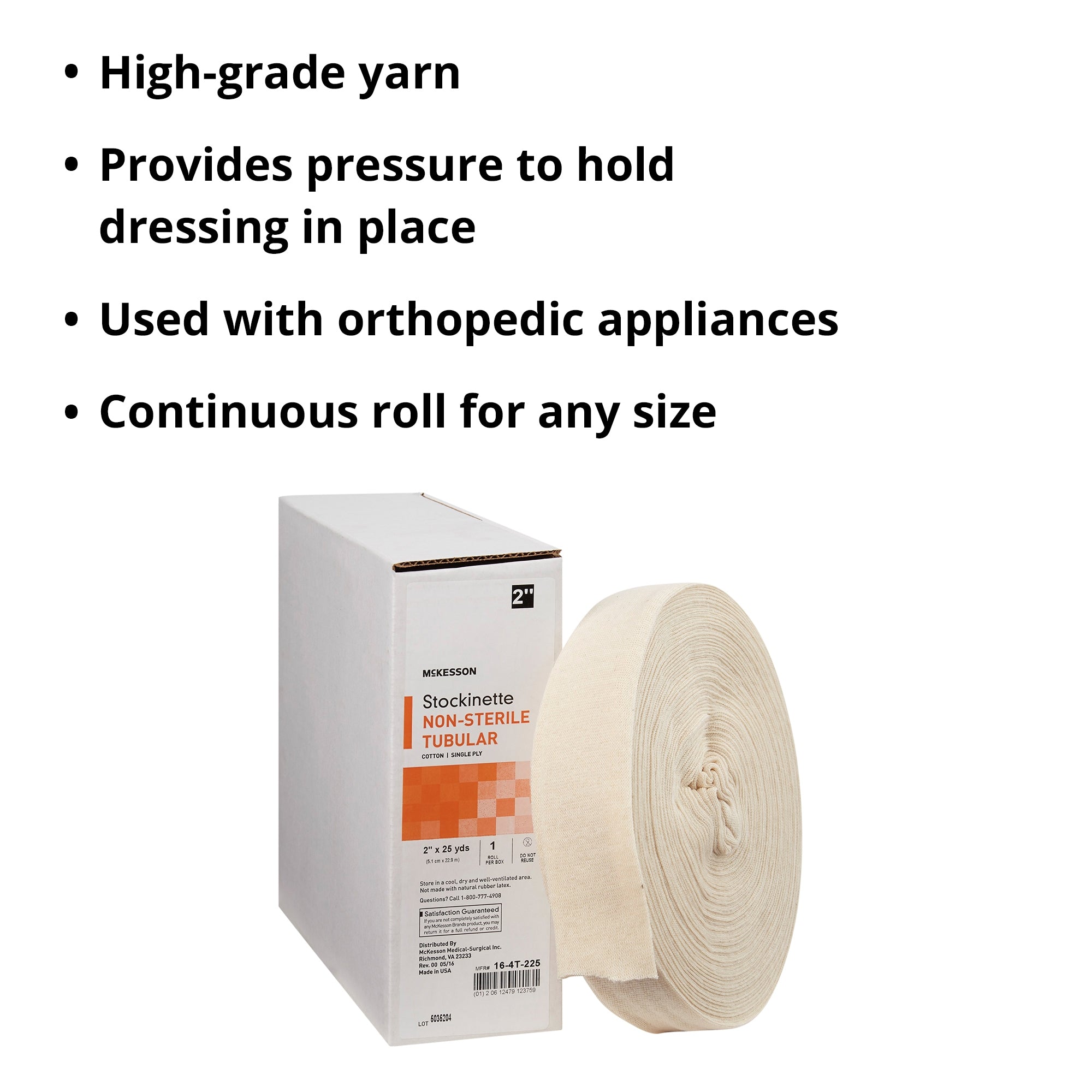 stockinette tubular mckesson 2 inch x 25 yard cotton nonsterile packaging type case