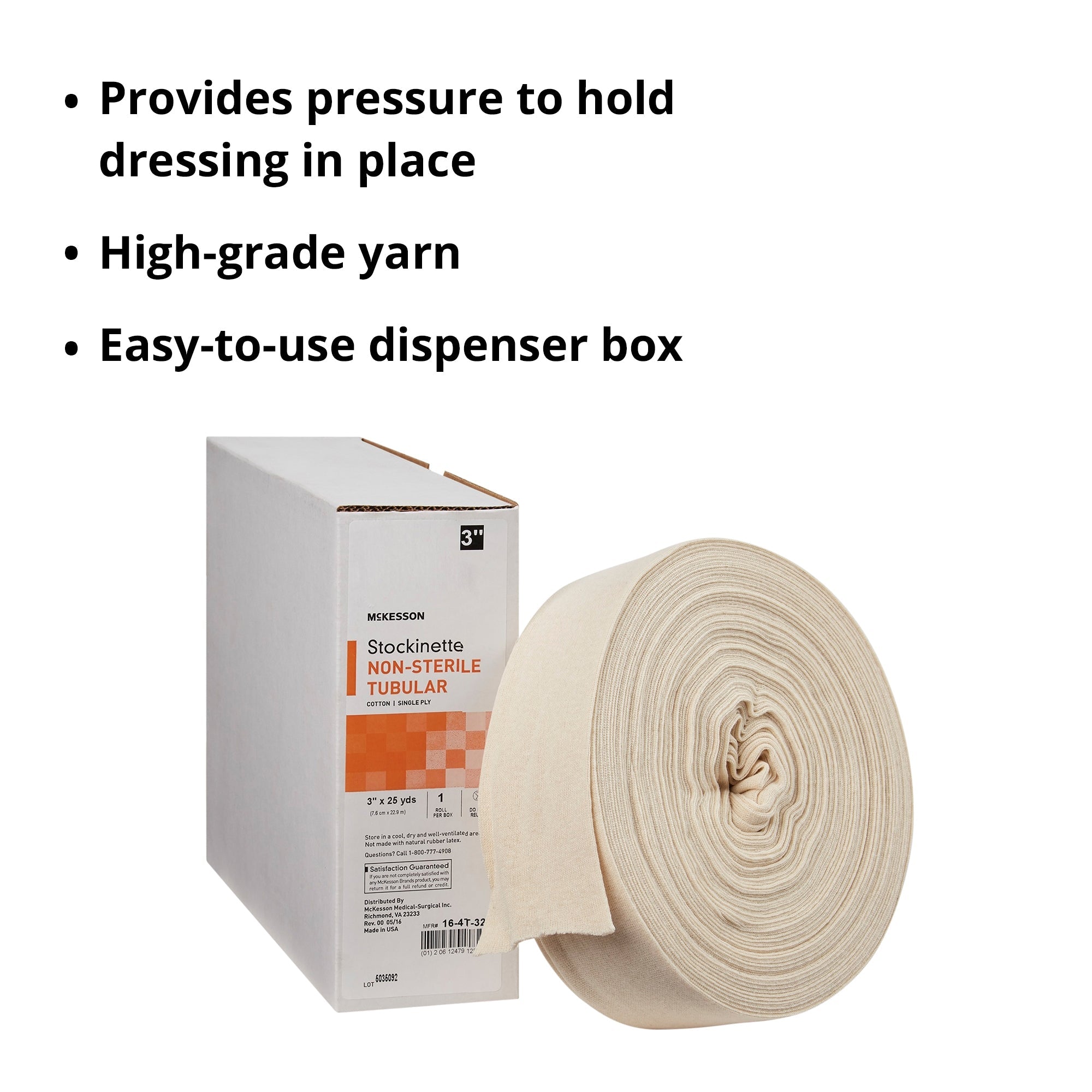 stockinette tubular mckesson 3 inch x 25 yard cotton nonsterile packaging type case