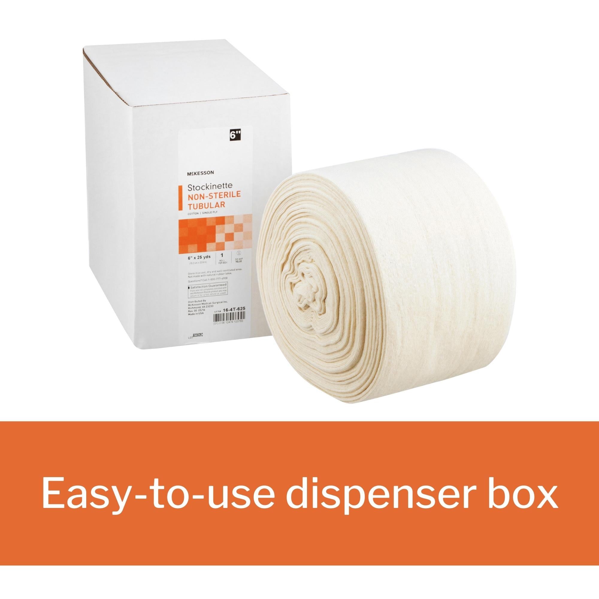 stockinette tubular mckesson 6 inch x 25 yard cotton nonsterile packaging type case