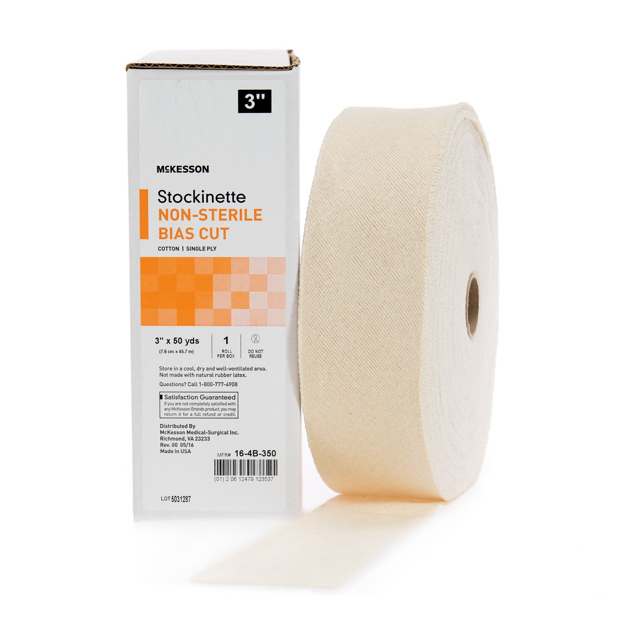 Bias Cut Stockinette McKesson Cotton 3 Inch X 50 Yard Size 3 Beige NonSterile,  Packaging Type- Case