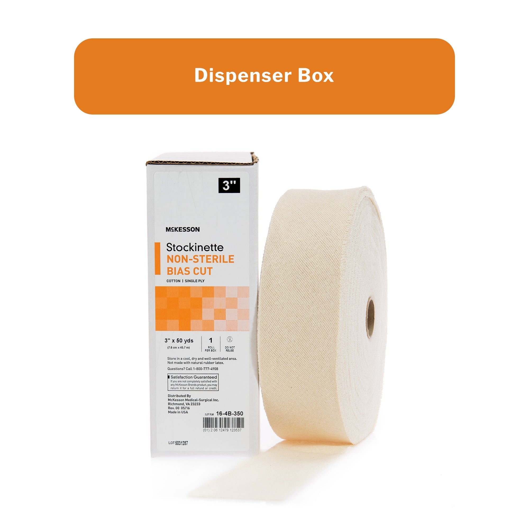 Bias Cut Stockinette McKesson Cotton 3 Inch X 50 Yard Size 3 Beige NonSterile,  Packaging Type- Case
