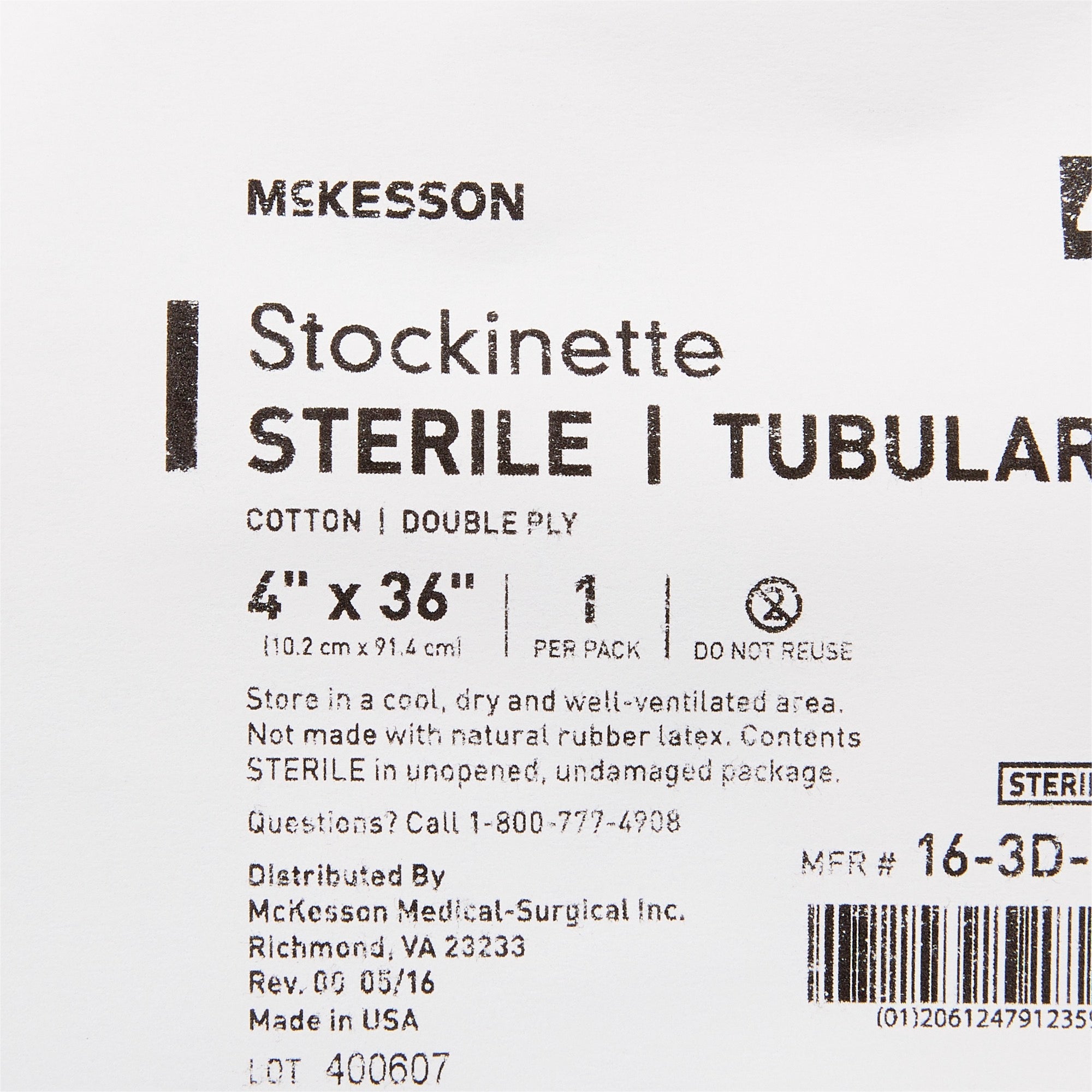 Surgical Stockinette Tubular McKesson 4 X 36 Inch Sterile,  Packaging Type- Case