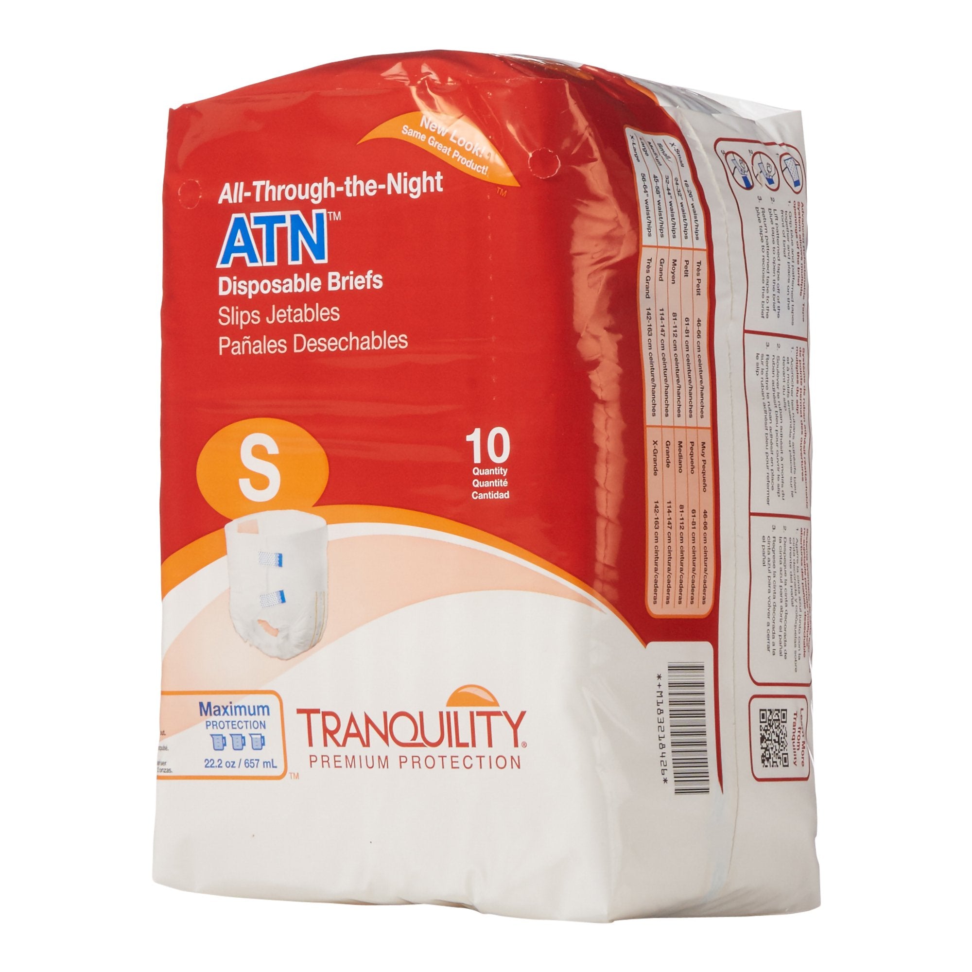 Unisex Adult Incontinence Brief Tranquility ATN Small Disposable Heavy Absorbency, Packaging Type- Case